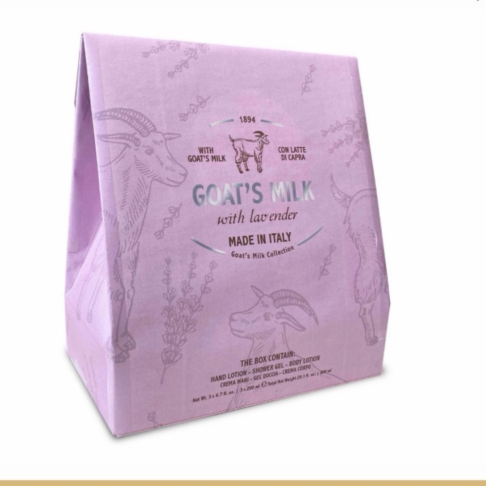 Goat's Milk with Lavender 3-Piece Beauty Box Gift Set Made in Italy 20.1oz Total